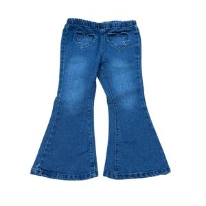 Jessica Simpson Girls 3T heart pattern flared bootcut pants blue denim jeans